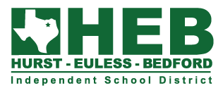 Hurst-Euless-Bedford ISD logo, green on white background