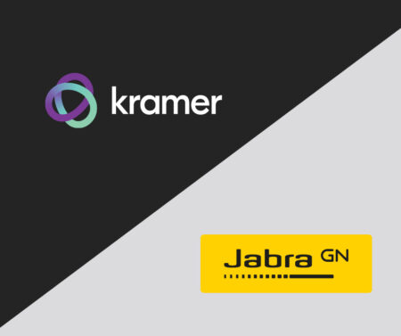 Kramer's logo and Jabra's logo, side by side - depicting partnership