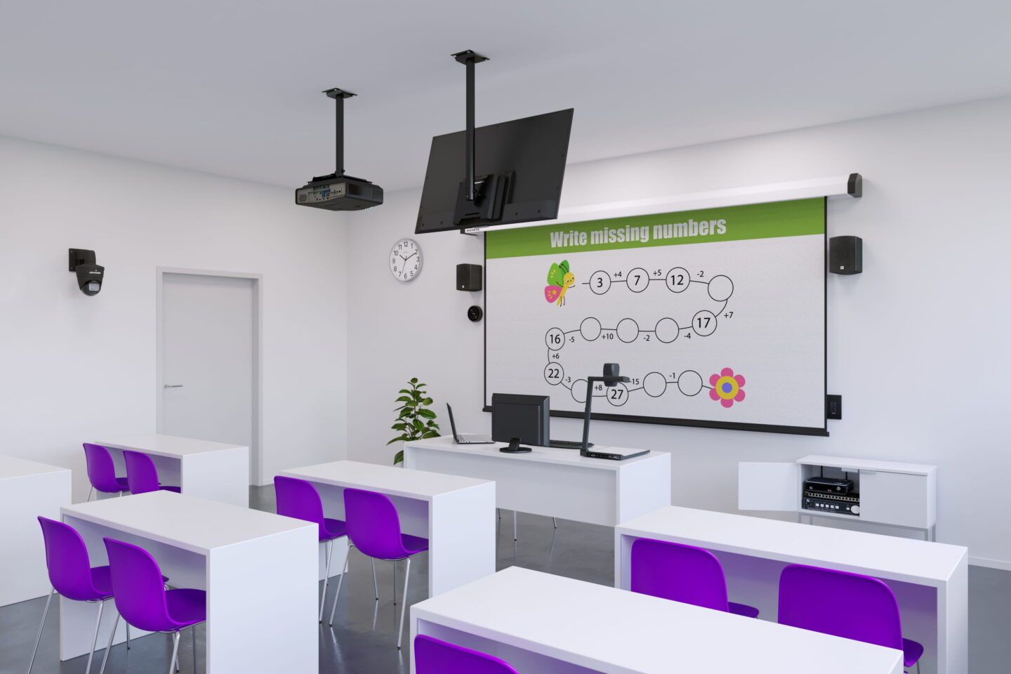 A classroom with Kramer's AV solutions, allowing for hybrid learning