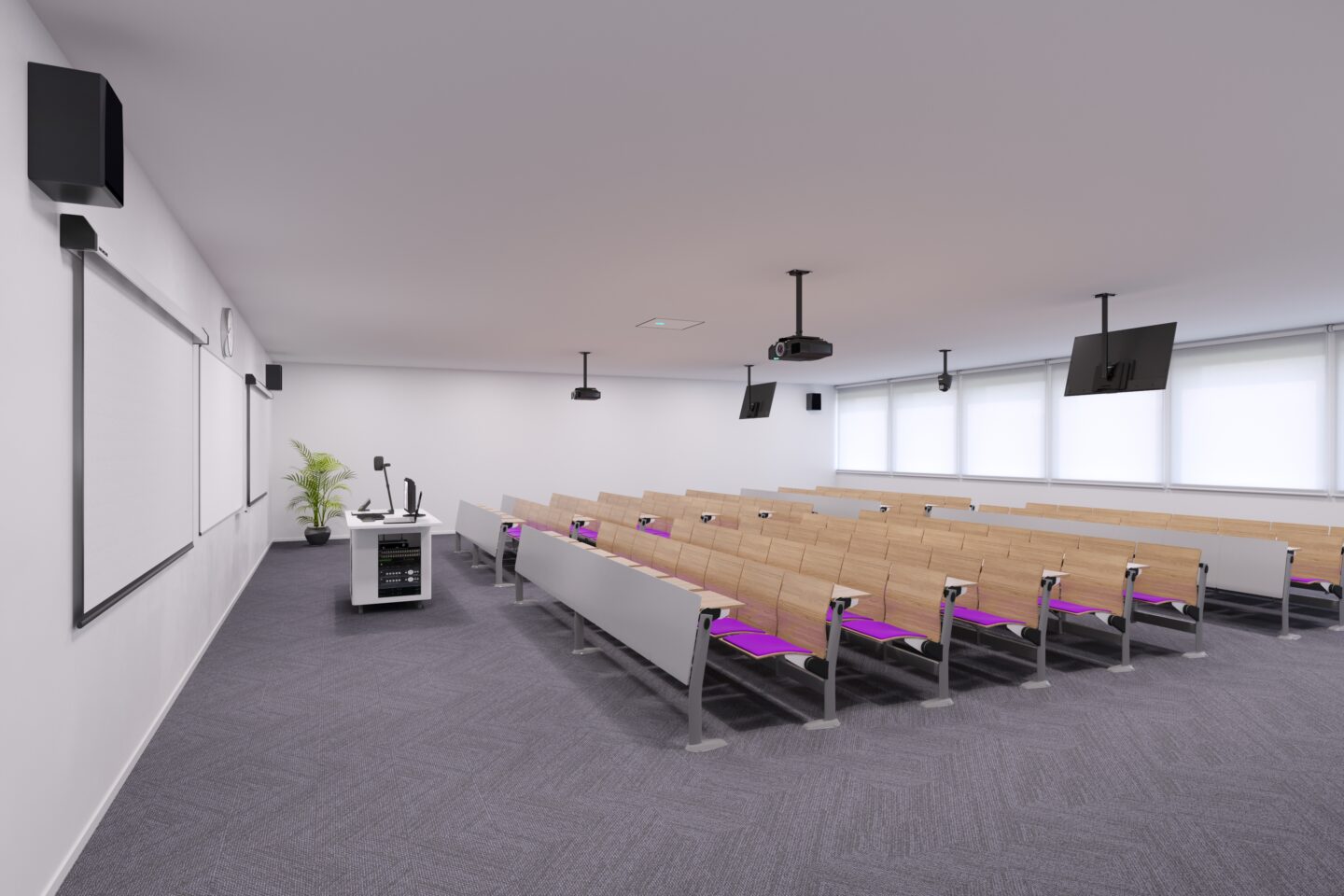 A lecture hall in which Kramer AV products are installed