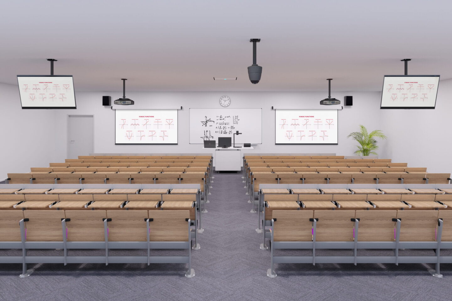 A lecture hall in which Kramer AV products are installed