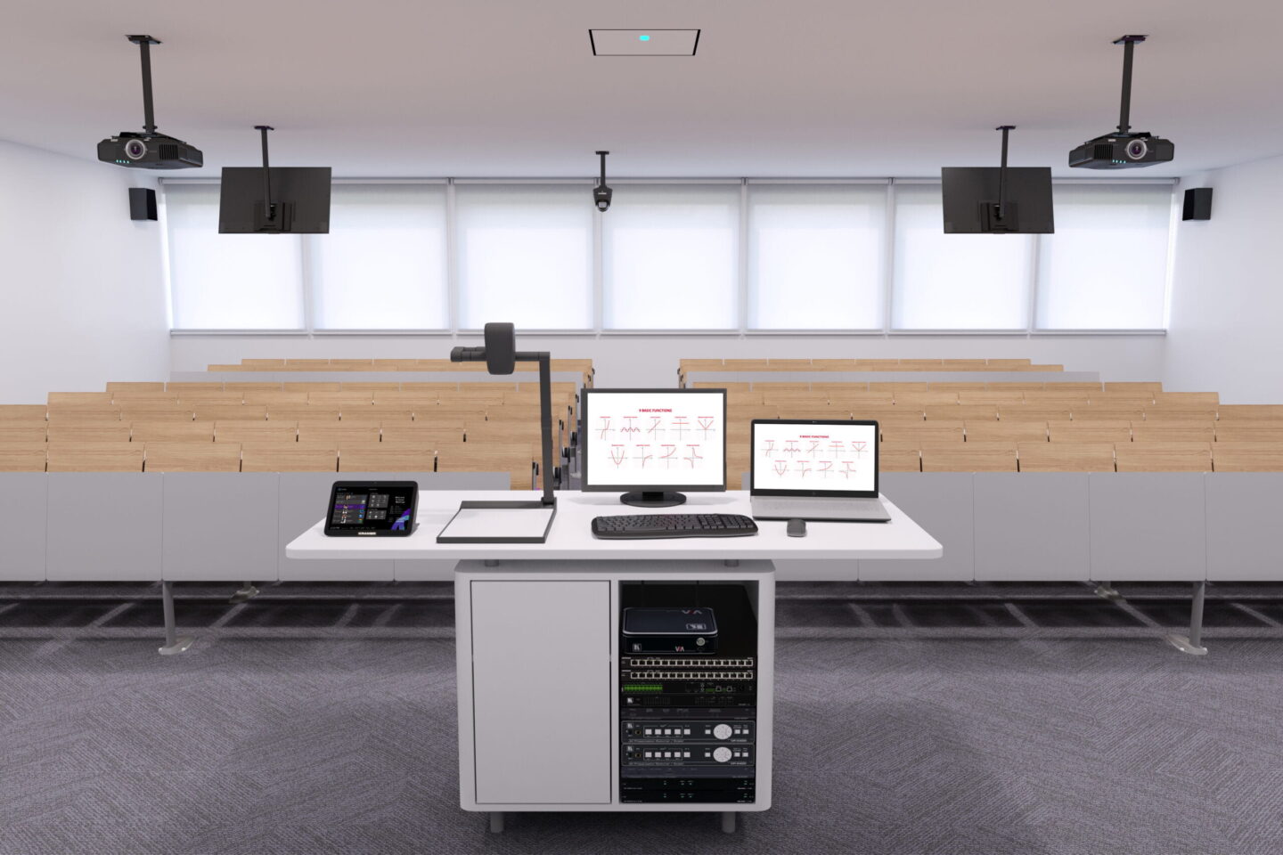 A lecture hall in which Kramer AV products are installed