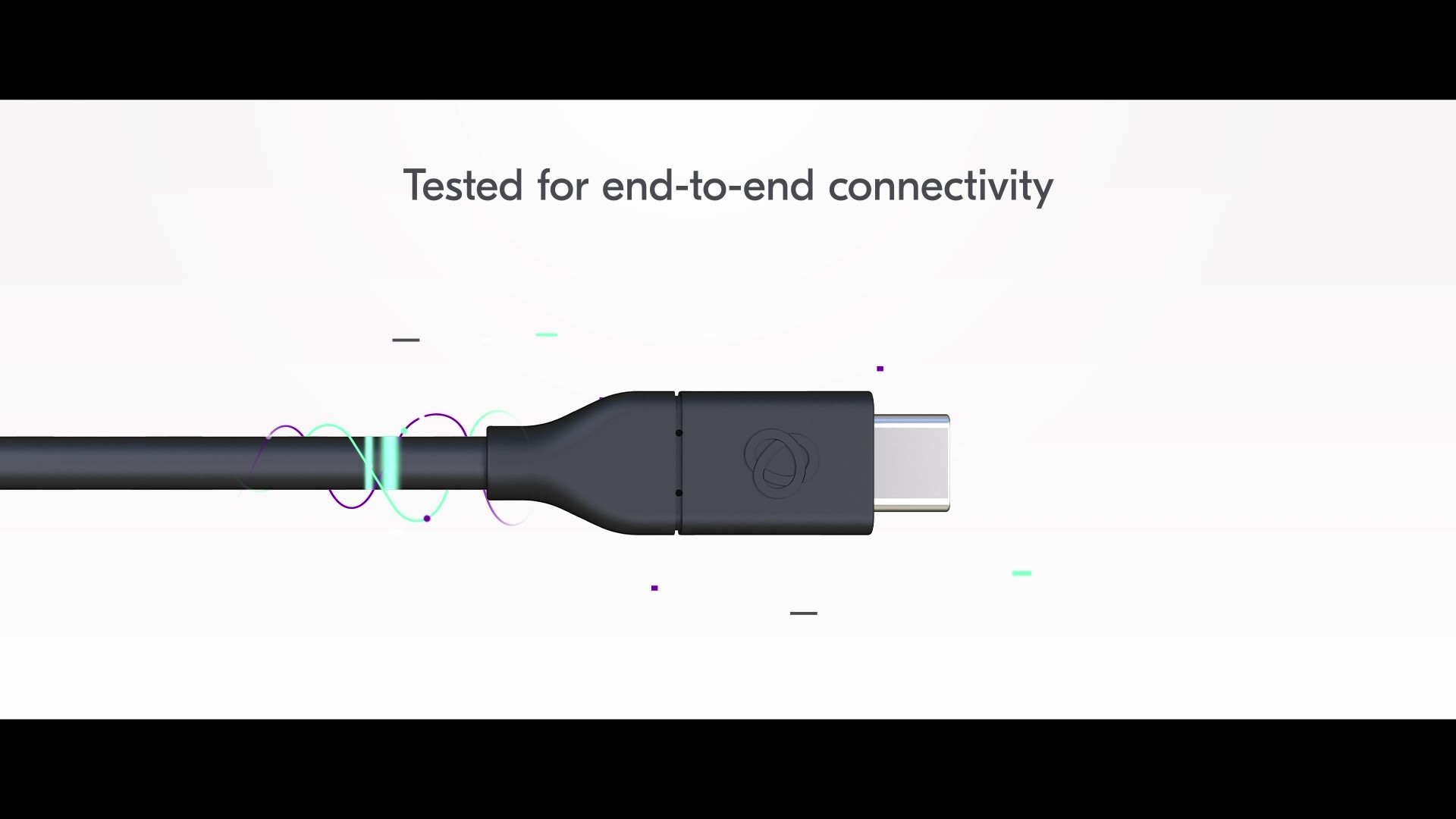 Kramer USB-C cable with green and purple lines surrounding it