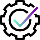 Icon of a check mark, colored in Kramer's purple and green brand colors