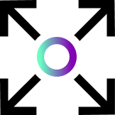 Icon of a circle inside a square, colored in Kramer purple and green brand colors