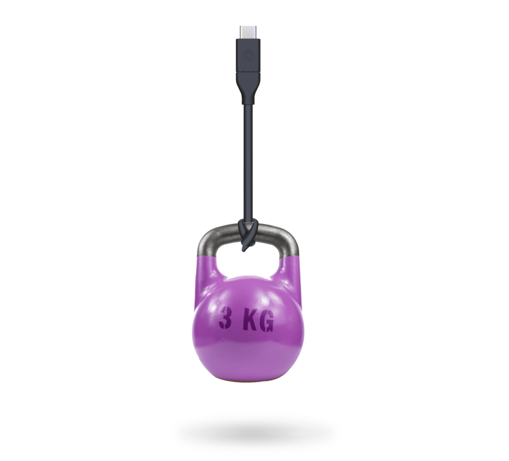 A Kramer cable, tied around a 3KG purple weight