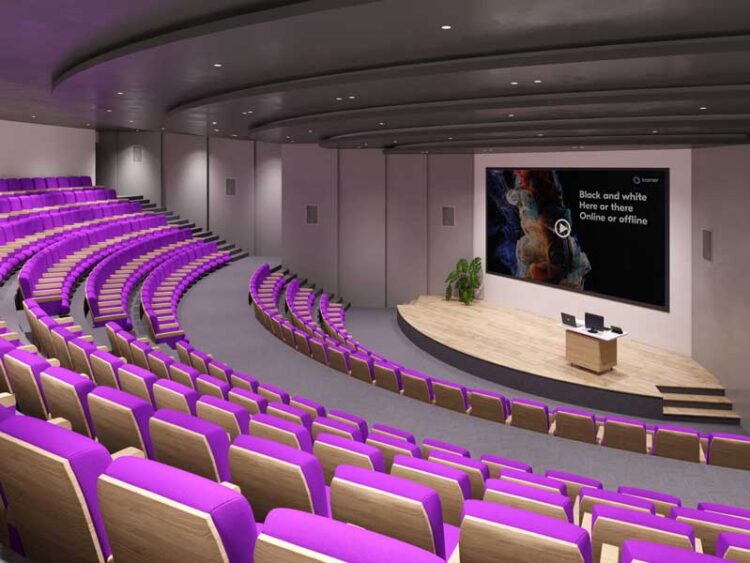 A picture of a lectures hall/auditorium  in which Kramer's solutions are installed