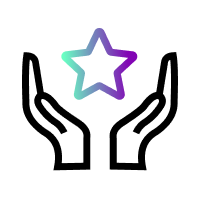 Two hands holding a star, icon