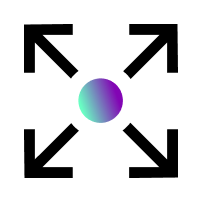 Icon of a circle inside a square, colored in Kramer purple and green brand colors