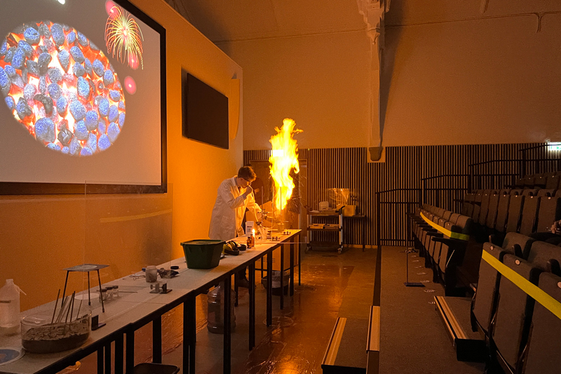 A hall at Charterhouse School, UK, where installed Kramer AV solutions allowed all the guests to clearly see the lecture on ‘The Science of Fireworks’.