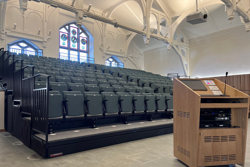 A hall at Charterhouse School, UK, where Kramer AV solutions are installed