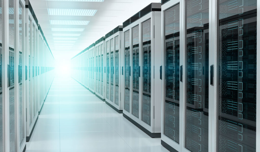 A large room full of internet servers 