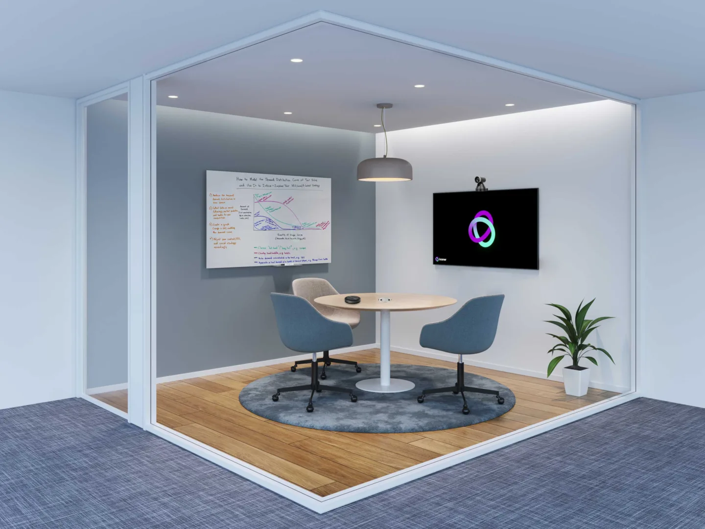 Wired huddle room with Kramer's solutions installed in it
