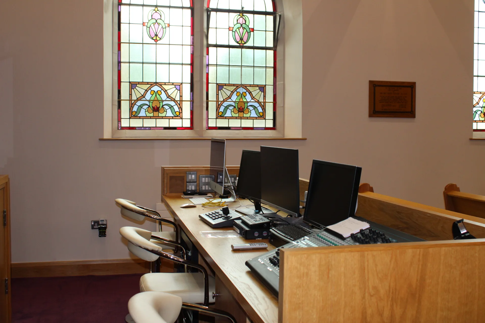 A computer at Cregagh Presbyterian Church, controlling the AV distribution throughout the church