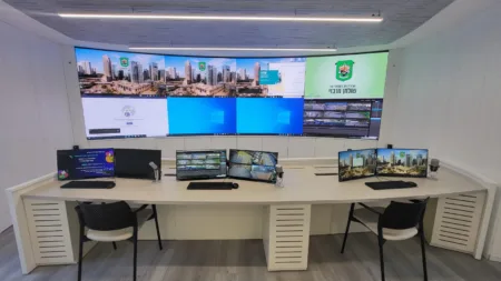 Ramat Gan municipality's command & control room, in which Kramer's Control and AVoIP solutions are installed