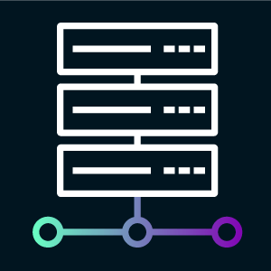 HDBaseT standard icon, an icon of three rectangle devices in white, green and purple on a black background