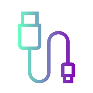 USB-C cable icon, green and purple
