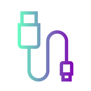 USB-C cable icon, green and purple