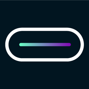 An ellipse with a line in it, in white, green and purple on a black background