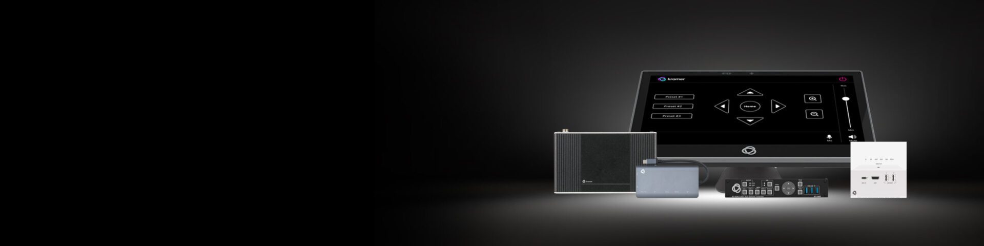 Kramer products, black products on a dark background