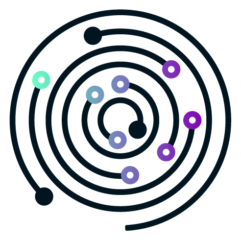Panta Rhei icon, circles with dots spread in it