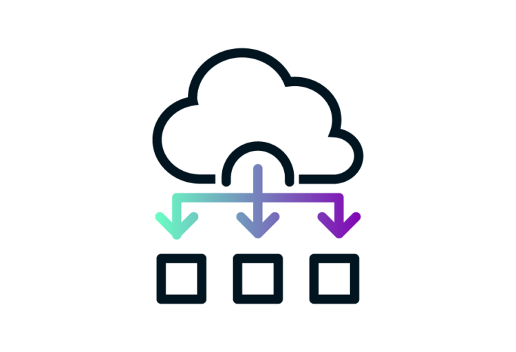 An icon of a cloud with lines coming out of it, symbolizing encoder and decoders of AVoIP