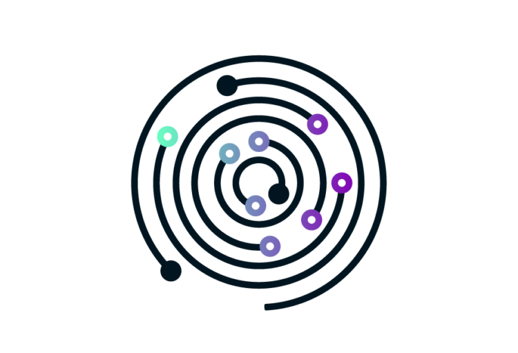 Kramer Panta Rhei icon, circles with dots in it